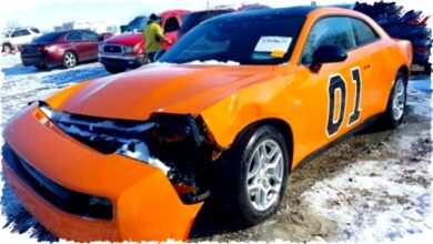 Dodge Charger Daytona Listrik 2026 Rusak Parah, Terbengkalai di Junkyard dengan Warna Khas General Lee